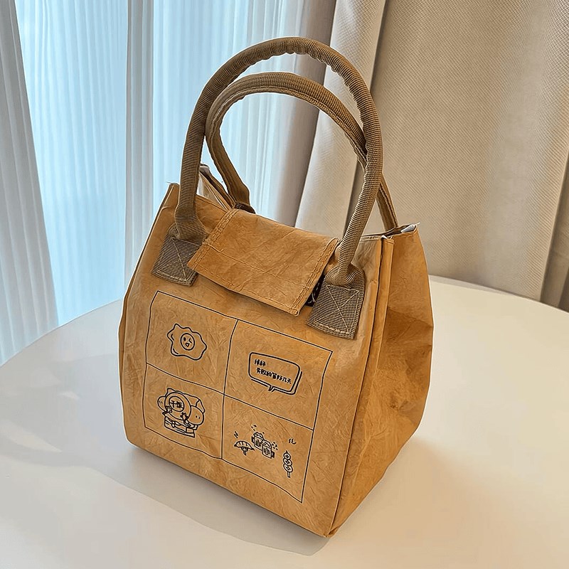 高级感复古饭盒袋保温袋食品加厚便当包学生手提铝箔便携上班族