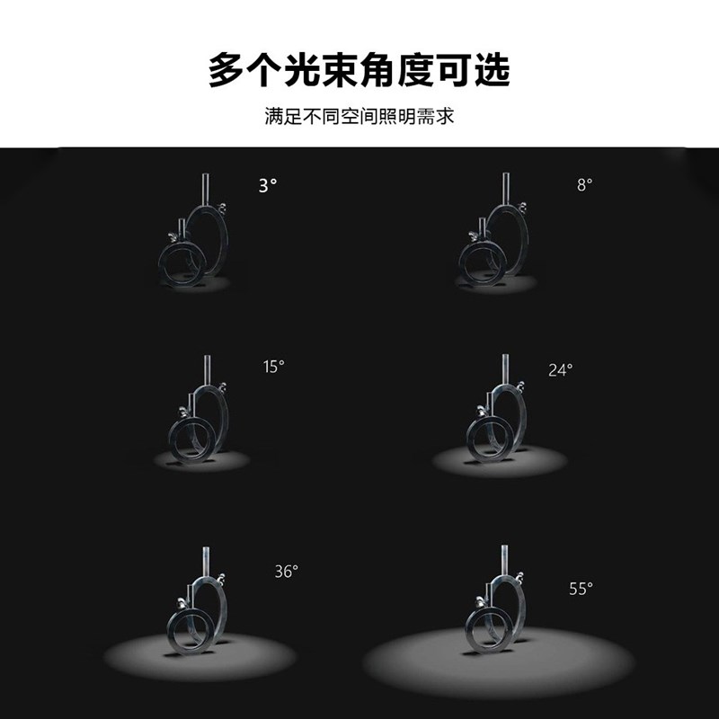 嵌入式5.5CM75mm小光束射灯 防眩光3/5/10/15度led小角度聚光射灯