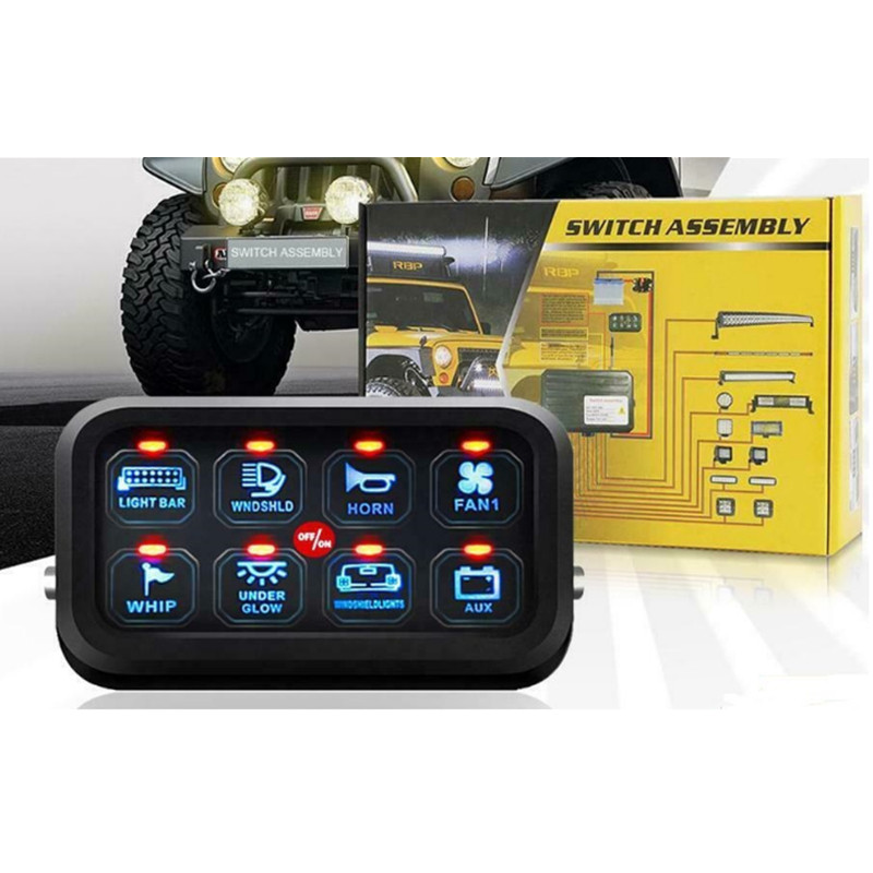 汽车房车越野车改装带保险丝过载保护器8位触摸组合开关控制面板