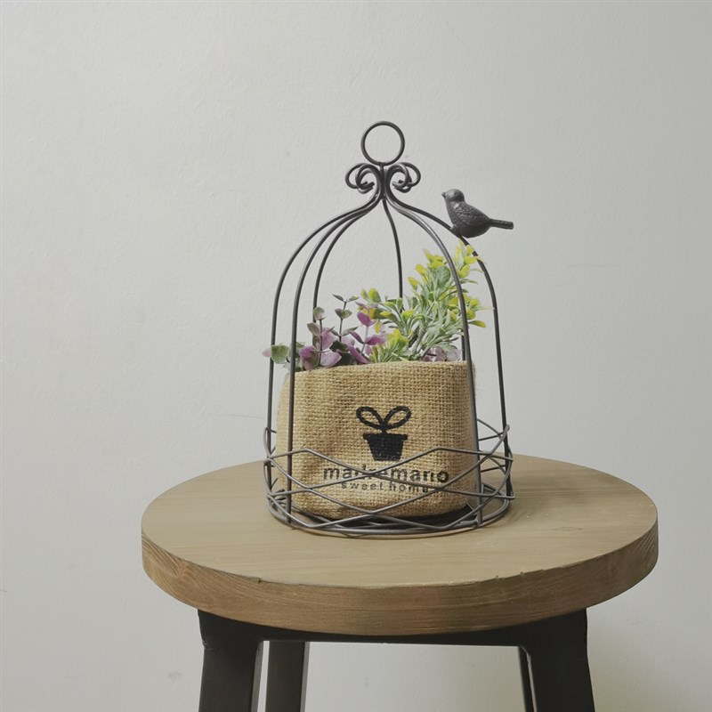 *AAlisasa*田园鸟笼插花摆件仿真花假花复古铁艺装饰品家居花艺