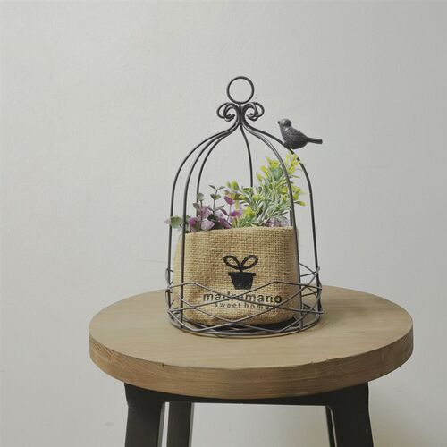 *AAlisasa*田园鸟笼插花摆件仿真花假花复古铁艺装饰品家居花艺