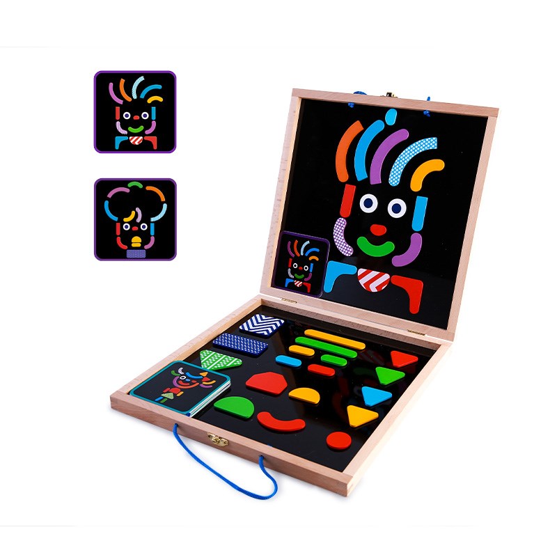 djeco儿童智力磁性拼图手提箱3--5岁宝宝早教益智七巧板磁力