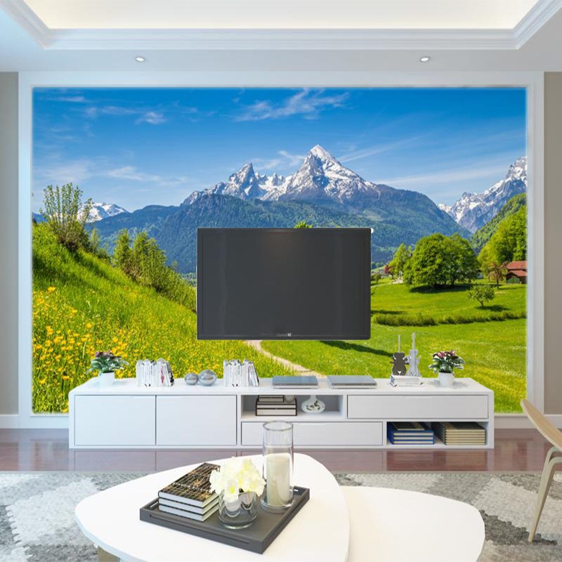 3d蒙古包青青大草原壁纸电视沙发背景墙酒店民宿卧室风景墙布壁画