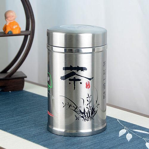 金属茶叶罐不锈钢直型中式金骏眉铁观音正山小种大红袍密封储茶罐