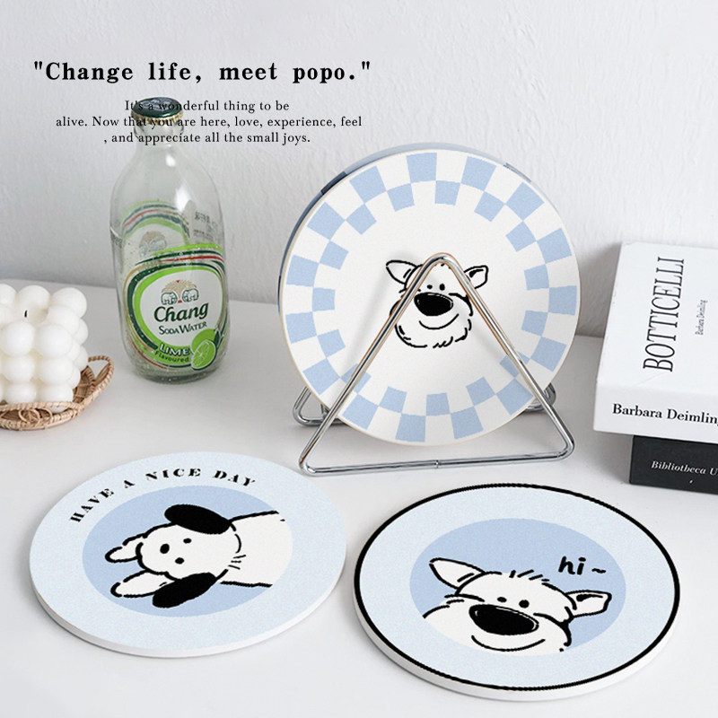 可爱小狗陶瓷杯垫耐高温隔热垫碗垫创意锅垫高级感家用餐桌防烫垫