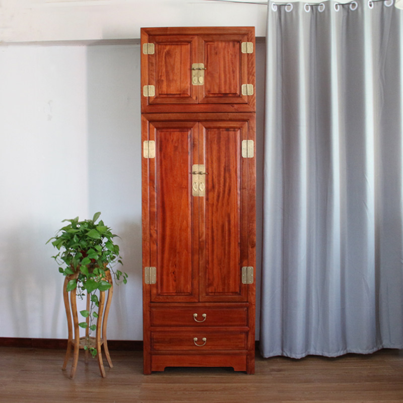中式樟木顶箱柜 实木防虫大衣柜小户型卧室古典衣橱带顶柜带抽