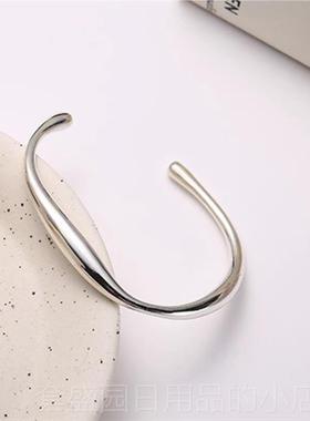 高档重工s95纯银规则个性线银手镯小众简约不镯2子开流口手镯女银