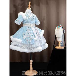 高档藏族舞蹈演出舞服女202新款少4民族数声乐藏服儿童女孩开场表