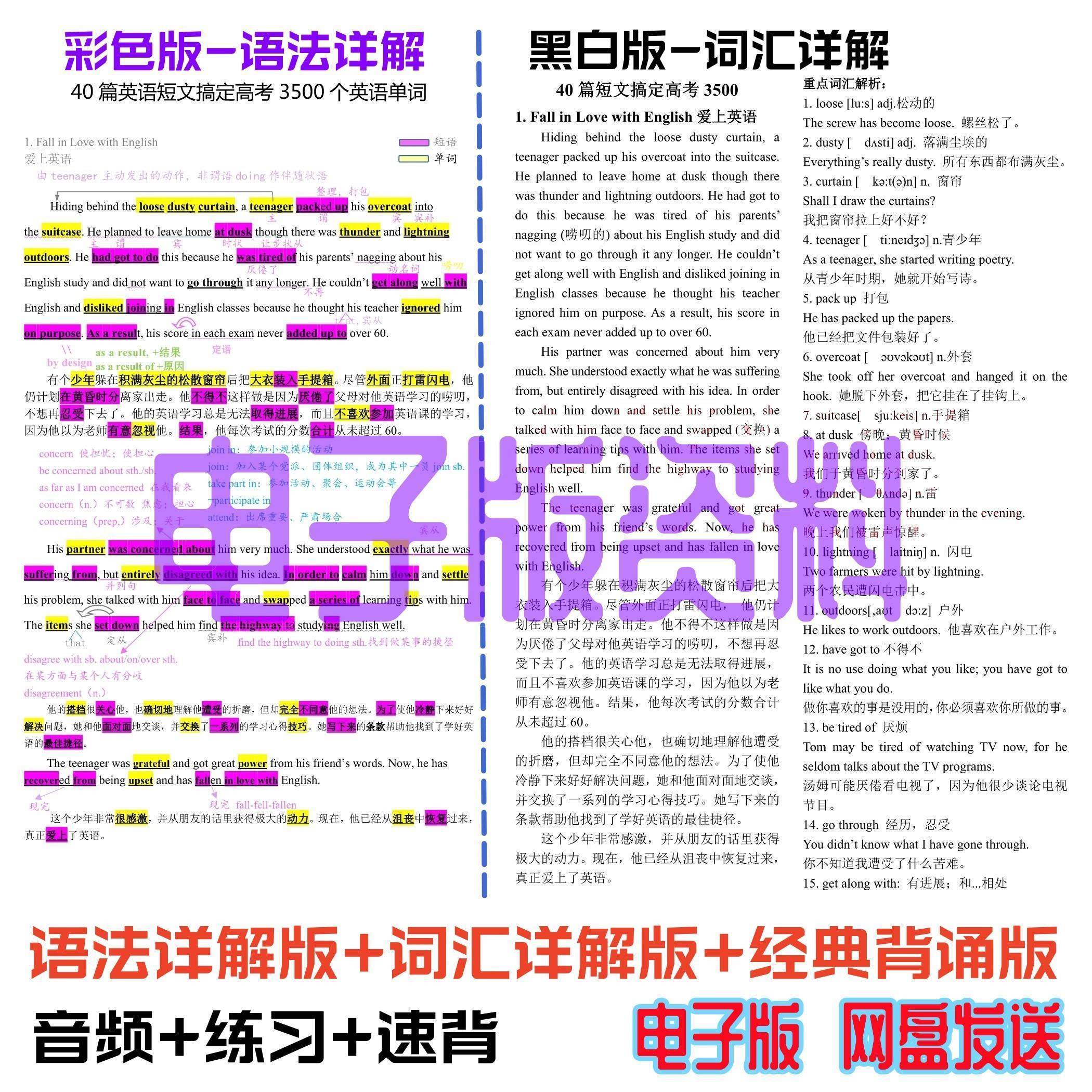 高中高考英语语法复习讲义+专项训练习题+模拟试卷电子版全面覆盖