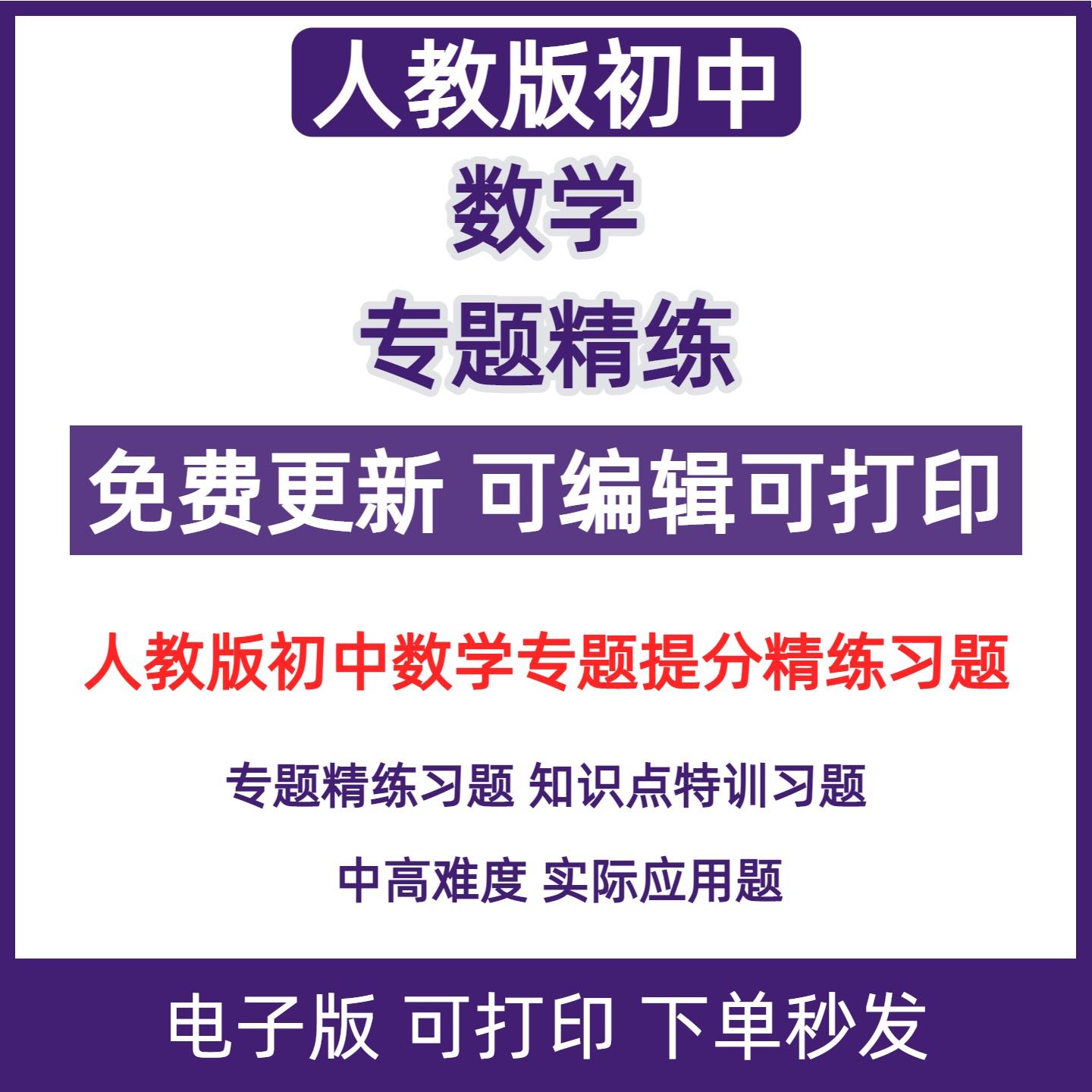 人教版初中数学同步练习题初一二三七八九年级上下册专项专题试卷