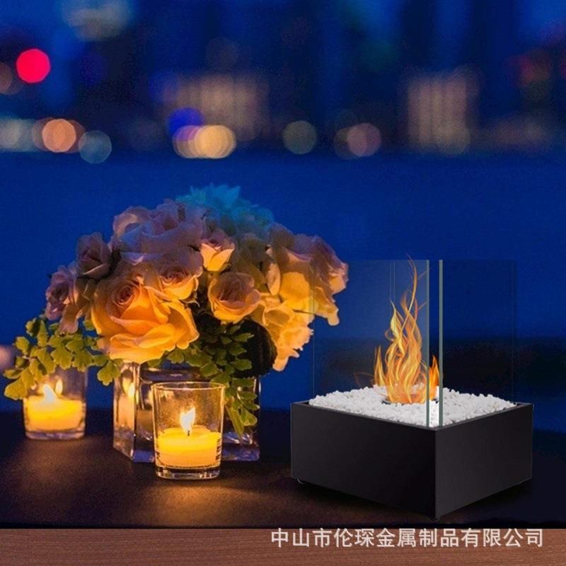 小型酒户外精壁炉灯家真火暖桌用面装饰方形火炉现酒精壁炉取货