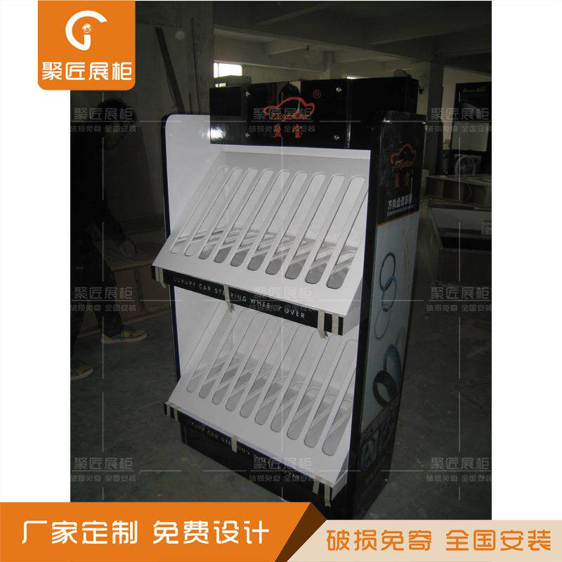 木制车座垫产品汽示高柜配4910S店件展示架设展计方向盘套轮胎展