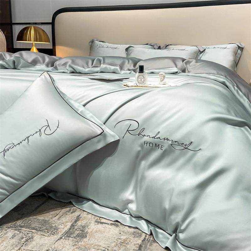 人新款夏冰丝66170650四件套洗真丝刺绣款丝滑单双水床单季被套三,床上用品,床品套件/四件套/多件套,淘宝优惠券,粉丝福利购,淘宝优惠卷