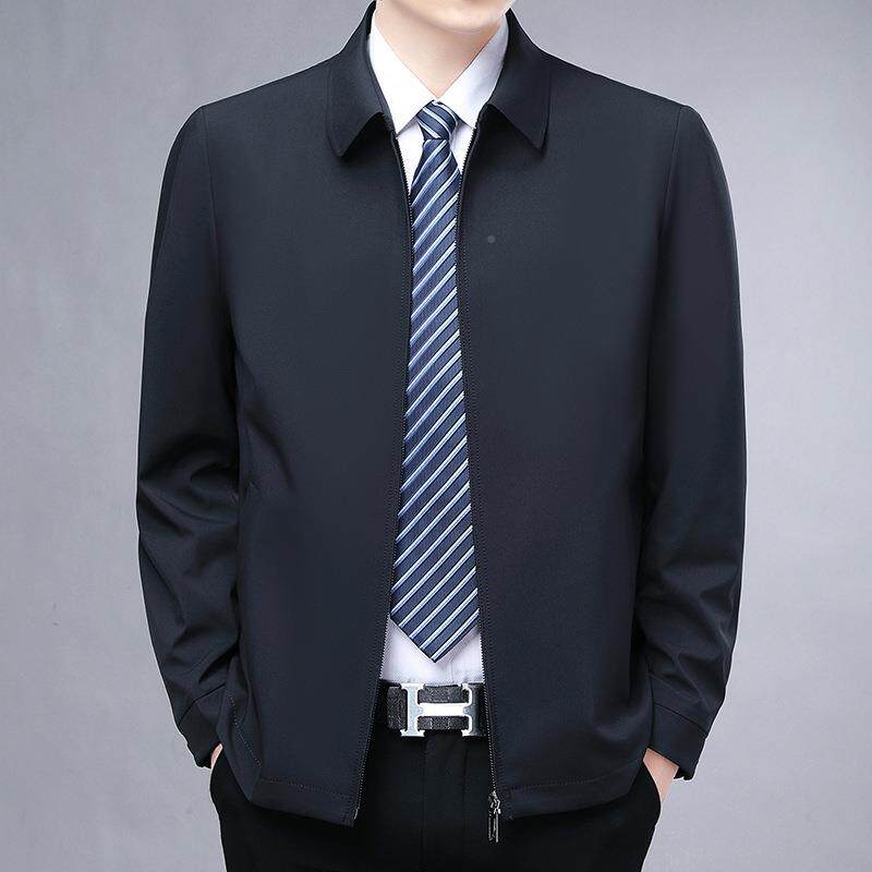 男士克202春休秋季新款803中老夹年翻领薄款爸爸装夹克5衫商务闲