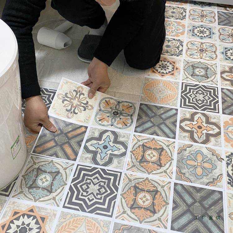 卫地生间地板贴浴水地贴厨房厕所防地砖防滑耐磨水泥面自UKD粘室