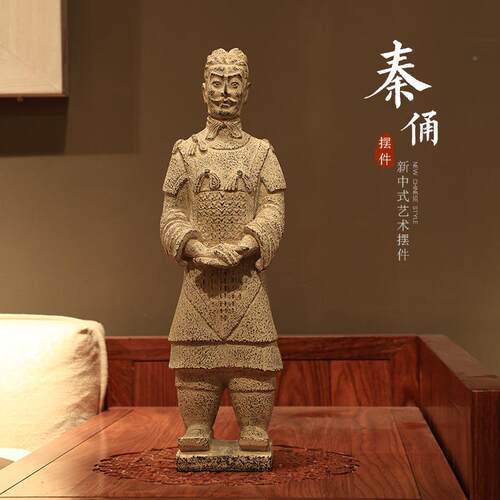 新中厅式秦俑小摆件仿古艺术桌工艺品博古架客书房952面装饰品兵