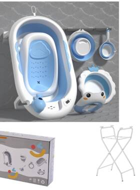 台德国理2浴02DB-00876爆款婴儿浴盆彩盒套装带支架送月礼护数显