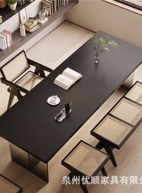 全实木悬黑浮书桌亚力渐变色电脑桌家克用色现代简约办JHN桌工作