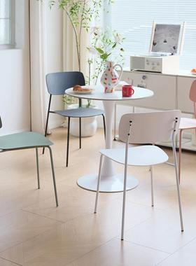 椅餐用家用靠背塑料铁37911腿椅现代简约休闲椅商备餐厅洽谈餐桌