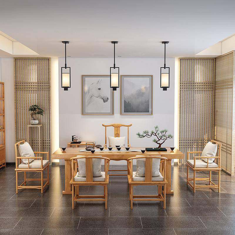 新中全式实木茶椅桌组合休闲办公会客接待SXP茶茶桌酒店茶楼原木