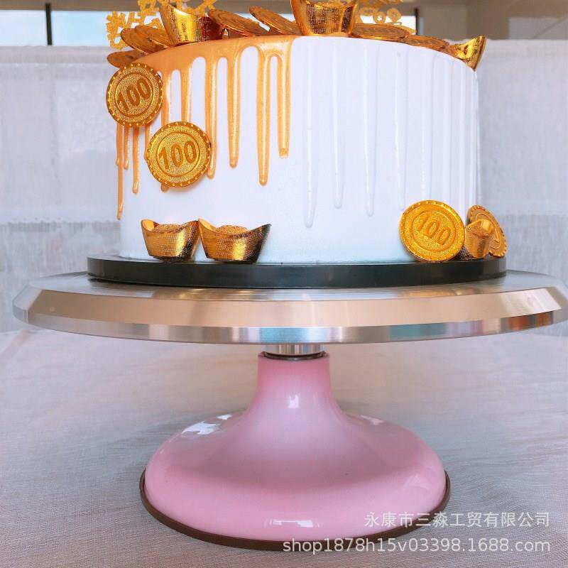 烘焙工具12寸合转蛋糕裱花转台防滑旋转裱花盘SM-08531CM金大盘面