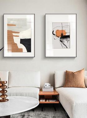 橙QB202211明现代简约装客厅饰画挂抽象艺术画橙色壁画肌感理样板