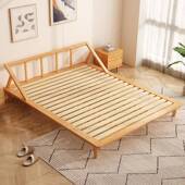 云朵木床1.8米双人简约白蜡木风日式 15米主实卧.奶 原木榻榻米G09