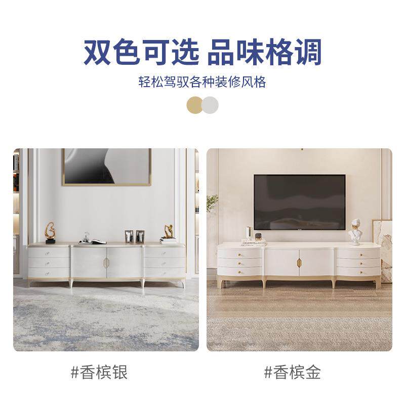 美式色XGC风格实木电视柜简欧轻奢客厅香槟钢后琴烤漆地柜现具代