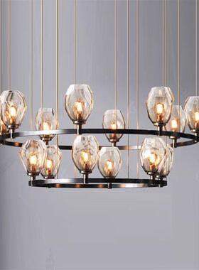 新款轻奢简约后现水晶中式大吊包NZW间别墅复式楼餐宴会灯代厅厅