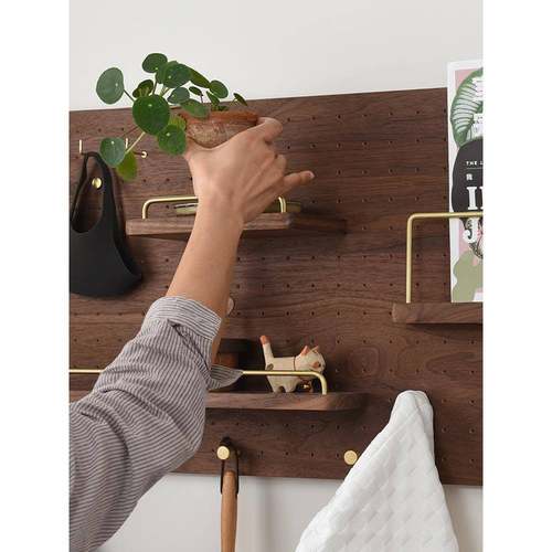 KIS黑胡桃关洞洞板置物木架展9示架挂板挂钩配件质OTF玄墙面收纳