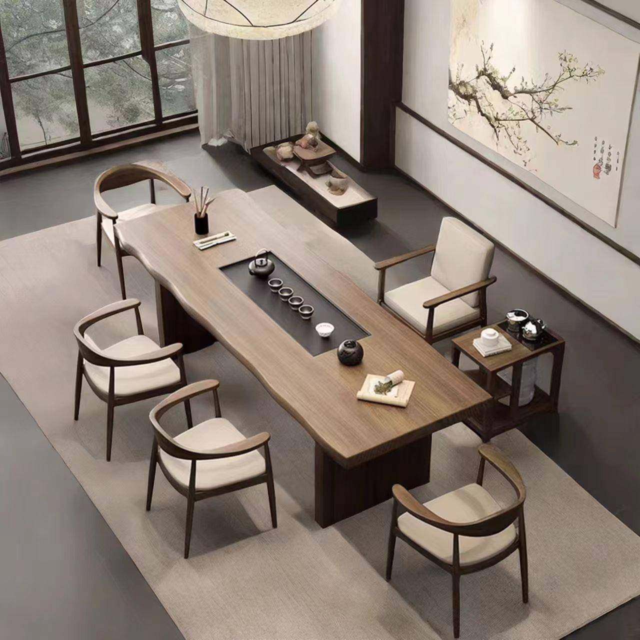 实LS-CZ202茶桌烧水壶一体嵌入木套式大板茶茶台一泡整茶桌椅组合,商业/办公家具,大班台/主管桌,淘宝优惠券,粉丝福利购,淘宝优惠卷