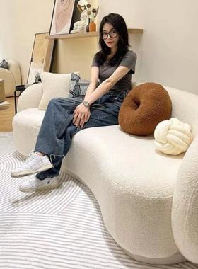 腰果客厅20VEL24新公款居轻奢弧形沙发家网民宿公寓红办接待小户