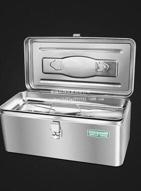 不锈工具金属收纳盒工业级车载家用五箱多功能手提加厚ZPX翻金盖