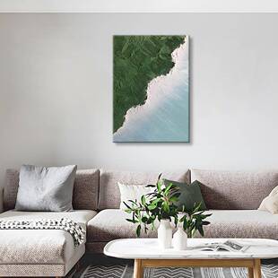 盘古油画18675色波浪砂绘岩画厚肌理纯手关油画石英砂绿颜料画玄