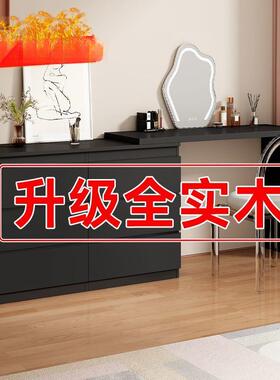 意轻奢木梳妆台斗柜一体卧卧室简约现代收纳主转角黑色式QHM化妆