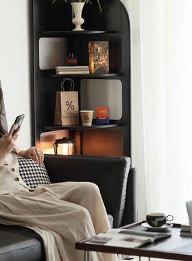 法式中拐古风实木转角柜隔置物ZOB书架沙发边玻璃落地墙角头床断