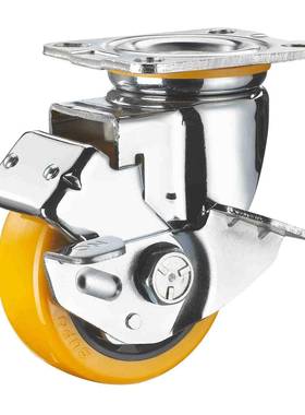 SUPO/OOF向荣动力4寸带刹车橙色U聚氨酯万向脚轮C05SP双-01A-2100