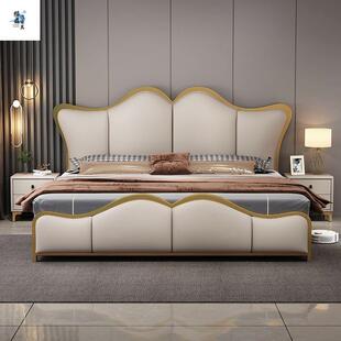 意式轻床奢软靠箱皮艺38324床时尚造型新款双人大高华储物豪大气