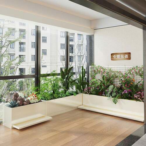 阳台藤不锈钢种植花箱带接水盘可动434爬架花防锈户外长方形大花
