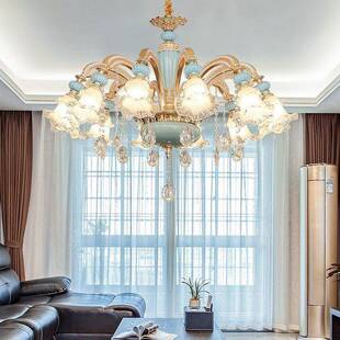 欧式瓷33吊灯朝陶下厅水晶客灯餐厅卧室灯具家用式楼浪复漫法式吊
