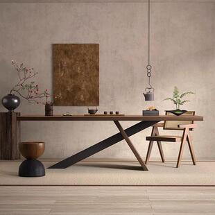 实木茶桌餐桌PFP两用桌老板办公桌木茶桌一体设计师款茶原板大泡