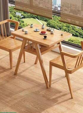 实木阳台桌椅三套组合茶桌休闲椅子家喝茶小VFZ户简件约用型一桌