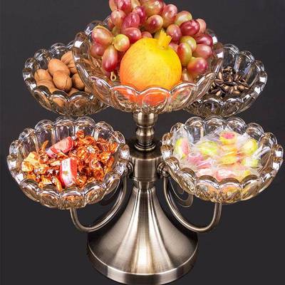 旋转创意现代客厅双欧式金属收纳结婚新层房用轻奢华水果EBZ家盘