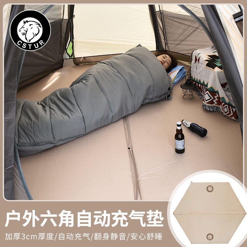 加厚六角防潮垫露营自动充气垫郊游野餐帐篷垫沙滩垫便携式地垫