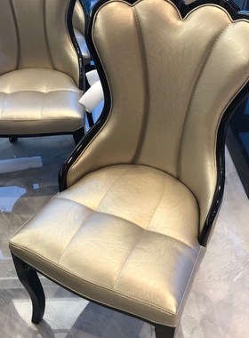 耐脏不脱皮欧式餐椅简约现代餐厅软包酒店饭店皮实木舒适深浅灰色