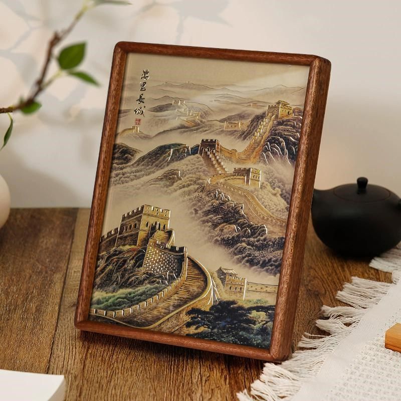 铜艺世家金色万里长城铜雕画桌面摆件办公室靠山图山水装饰画摆台