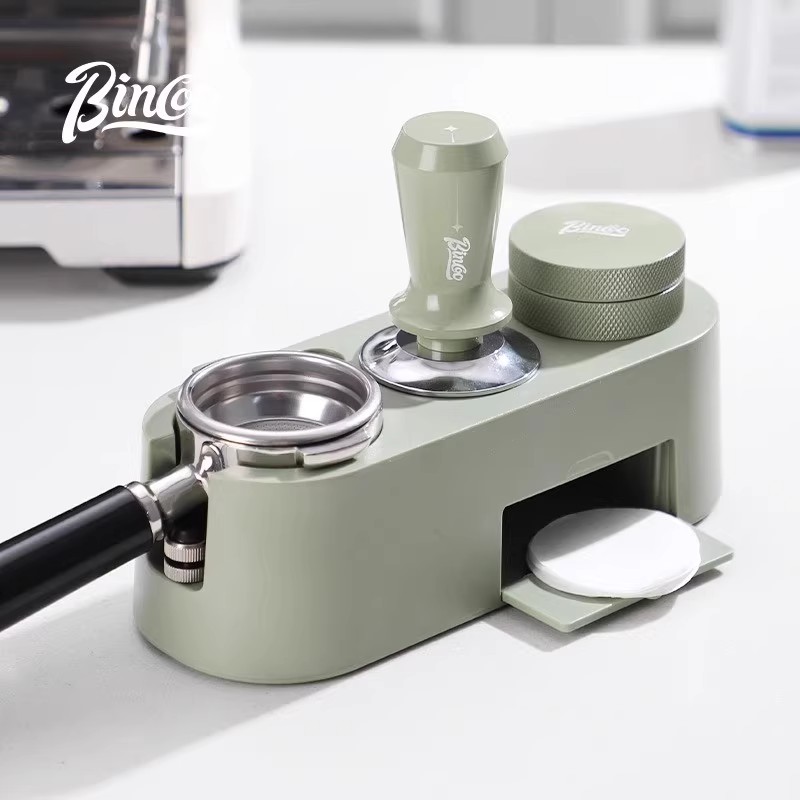 Bincoo抹茶绿咖啡压粉器布粉器压粉底座三件套装压粉锤咖啡机配件