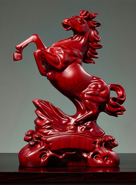红花梨木雕马到成功摆件实木十二生肖马家居工艺装饰摆设开业礼品