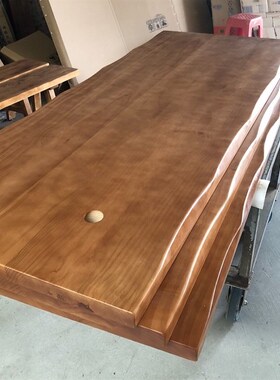 实木板整张老榆木板原木定制长方形桌子大桌面板茶台飘窗吧台面板