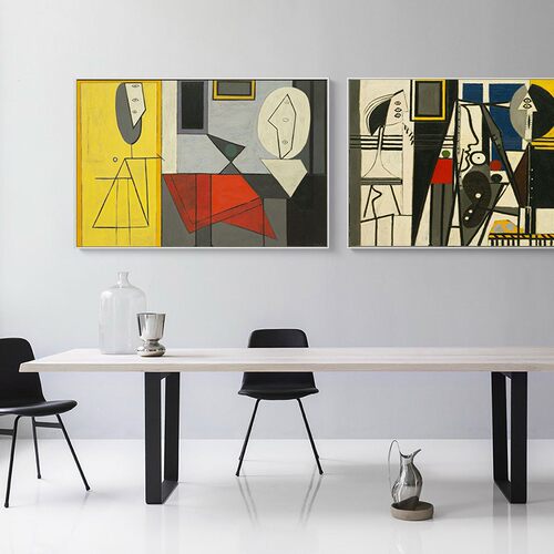 毕加索抽象艺术家客厅背景墙装饰画表现派玄关走道挂画样板间壁画